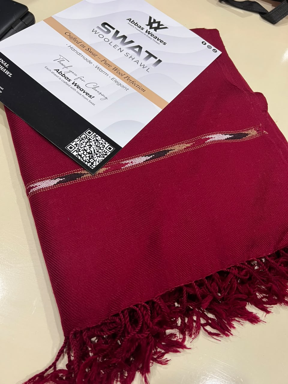 Maroon Acrylic Men’s Shawl | Riwayat Crafts
