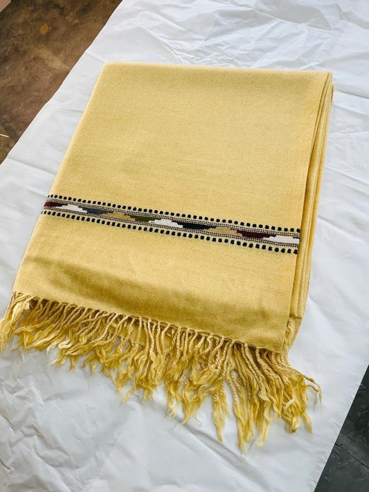Ivory Cream 48 Pure Australian Woolen Shawl with Frame Border